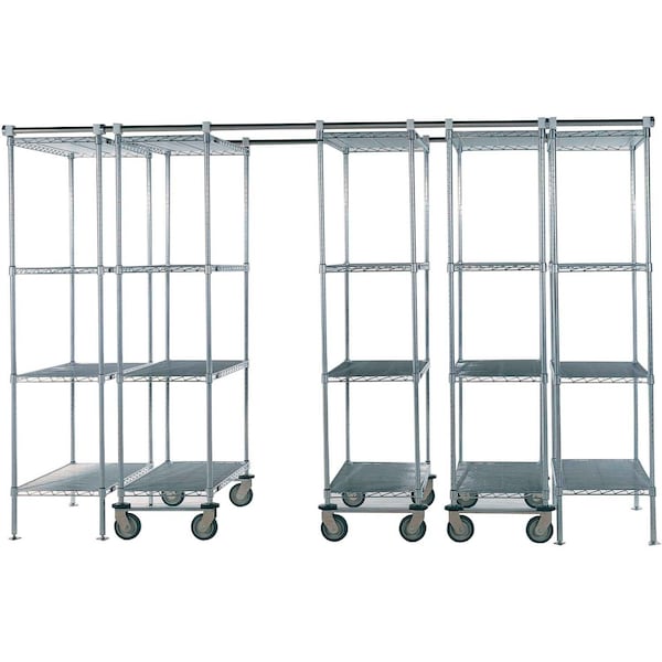 Nexel Space-Trac, 5 Unit, Poly-Z-Brite High Density Shelving, 48inW x 21inD x 88inH, 12ft Length 795997 - main